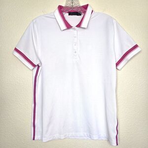 G/Fore Golf Performance Polo Womens Tuxedo Medium Pink/White Short Sleeve Shirt